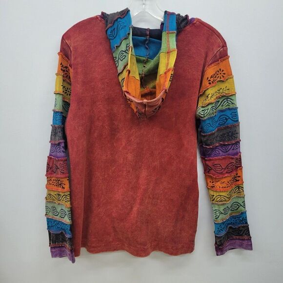 Boho Rainbow Sun Hoodie – S/M – Made in Nepal - Picture 6 of 8
